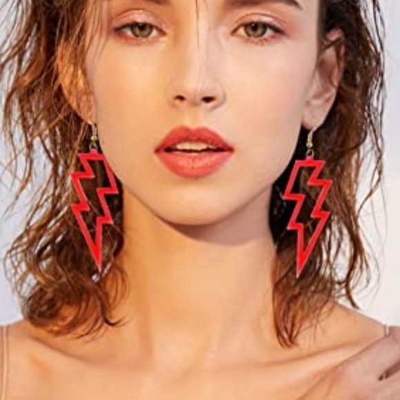 **NEW! Vibrant Lightning Bolt Dangling Earrings - Picture 1 of 16